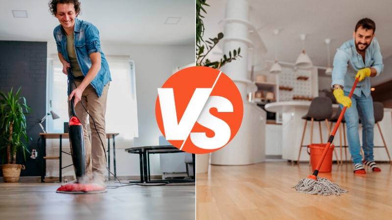 Nettoyer le sol avec un nettoyeur vapeur ou un seau d'eau?